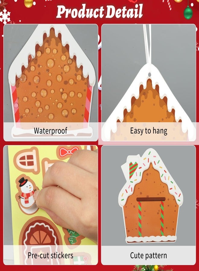 peony man 40 Pack Christmas Ornament Crafts for Kids DIY Christmas Gingerbread Man Cutouts with Stickers Make Your Own Gingerbread House Crafts Xmas Tree Ornaments Kit for Holiday Party Classroom Home Decor - Image 3